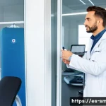 Home 22 스포츠의학 이직을 위한 준비 - A modern sports medicine clinic in Spain, featuring a professional male doctor in his 30s wearing a ...