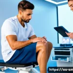 Home 21 스포츠의학 전문가 경력 성장 단계 - A professional sports medicine doctor performing a detailed functional evaluation on a young adult a...