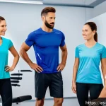 Home 23 스포츠의학 전문 지식 향상 방법 - A dynamic sports rehabilitation clinic scene showing a diverse group of athletes wearing athletic cl...