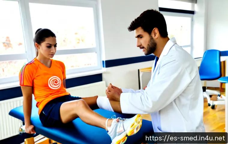 Home 17 스포츠의학 실기 시험 대비 방법 - Photorealistic sports medicine practical exam preparation in a bright university athletic training r...